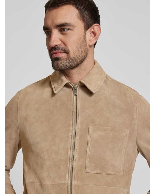 Drykorn Lederjacke mit aufgesetzter Brusttasche Modell 'JERSON' in Natural für Herren