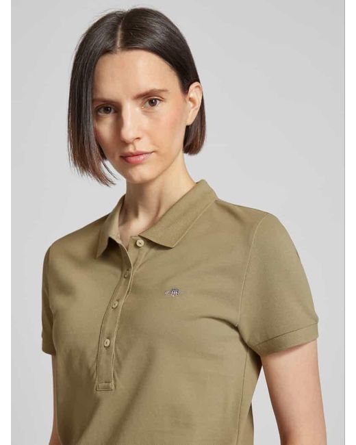 Gant Green Slim Fit Poloshirt mit Label-Stitching