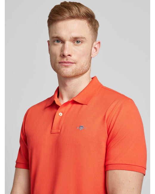 Gant Regular Fit Poloshirt Met Labelstitching in het Red voor heren
