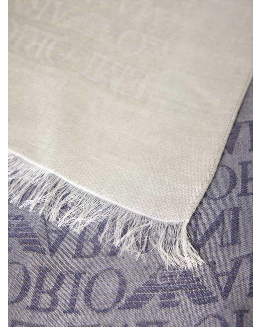 Emporio Armani Schal mit Allover-Label-Muster in Gray für Herren