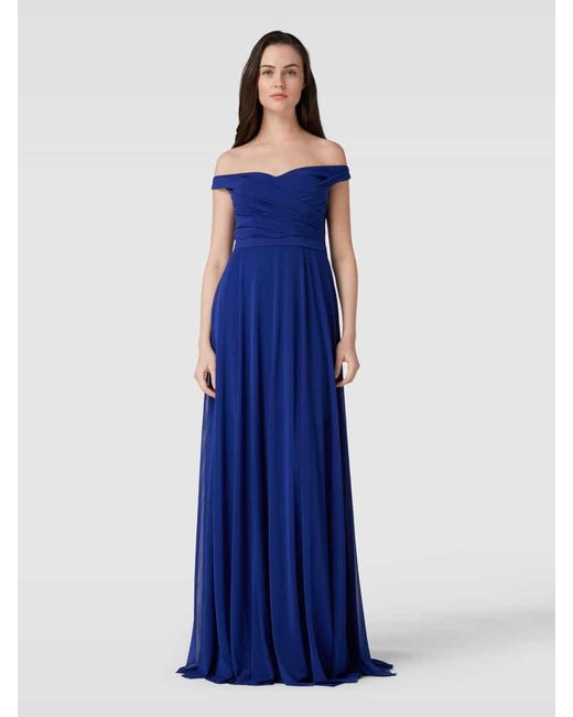 TROYDEN COLLECTION Blue Abendkleid mit Off-Shoulder-Look