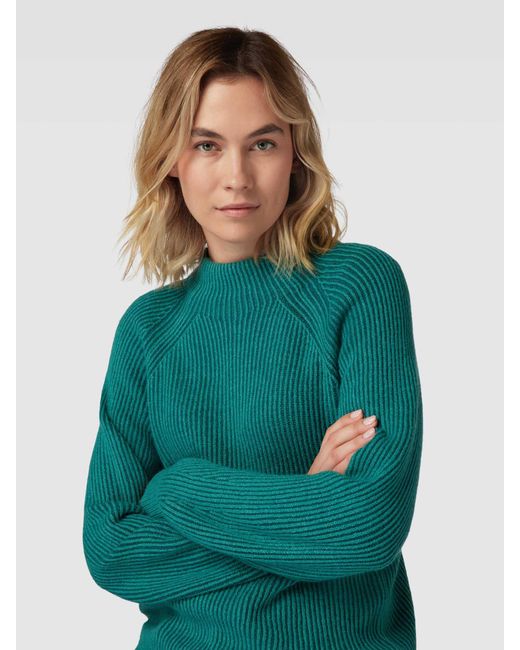 Tom Tailor Gebreide Pullover Met Lanawol En Ribstructuur in het Green