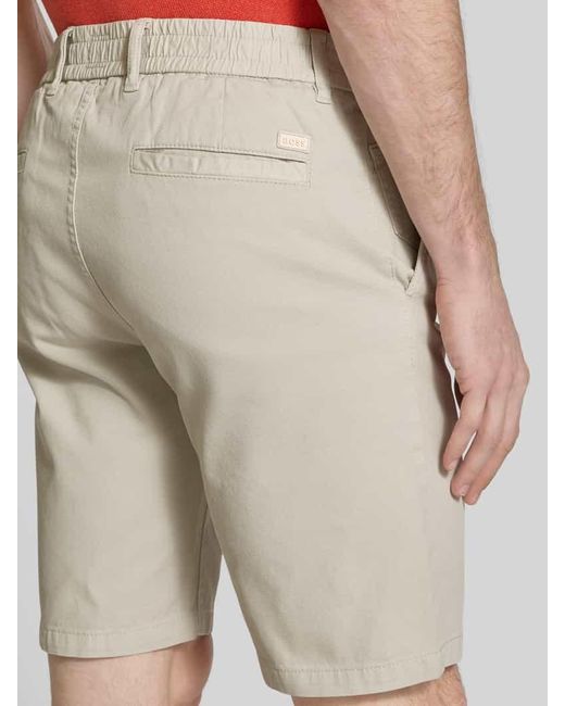Boss Tapered Fit Bermudas mit elastischem Bund Modell 'Chino' in Natural für Herren