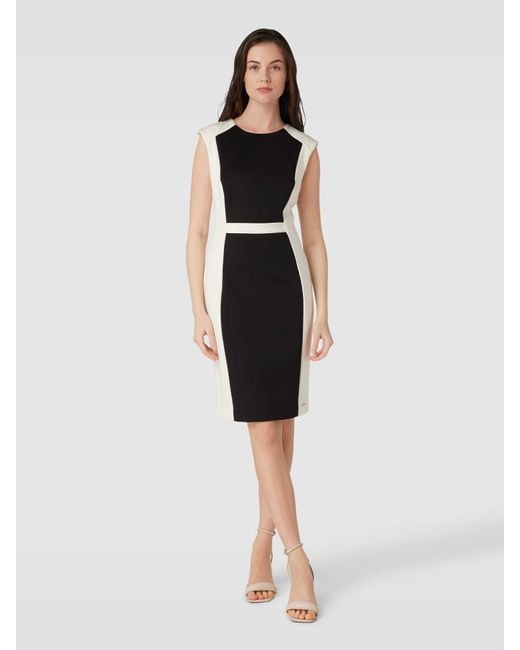 Calvin Klein Black Knielanges Kleid mit Rundhalsausschnitt Modell 'NEOPRENE SCUBA