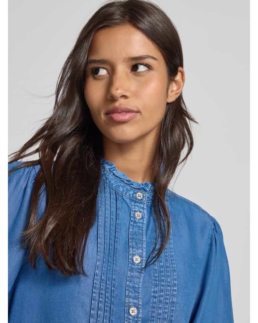 B.Young Blue Regular Fit Jeansbluse mit Stehkragen Modell 'KOSMO'