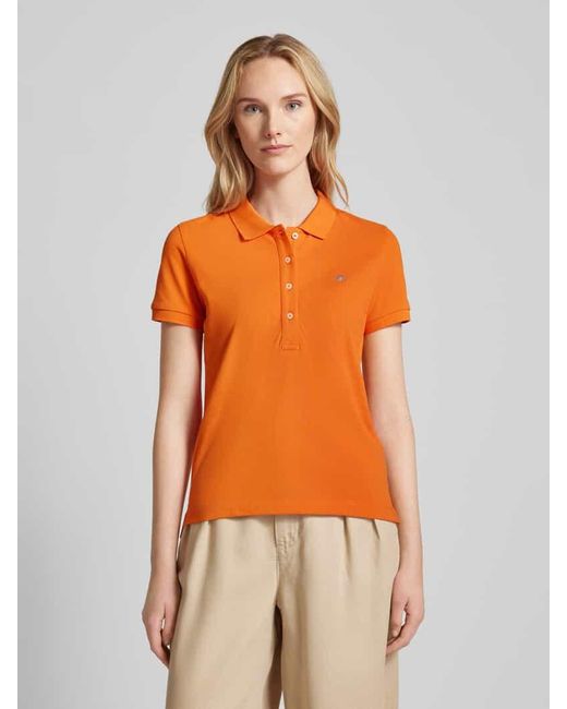 Gant Orange Slim Fit Poloshirt mit Label-Stitching
