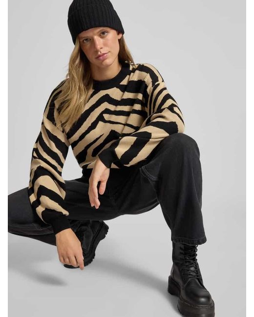 Noisy May Black Strickpullover mit Rundhalsausschnitt Modell 'CHARLOTT'
