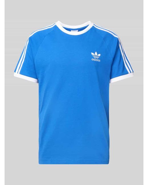 Adidas Originals T-Shirt mit Label-Stitching Modell '3-STRIPES' in Blue für Herren