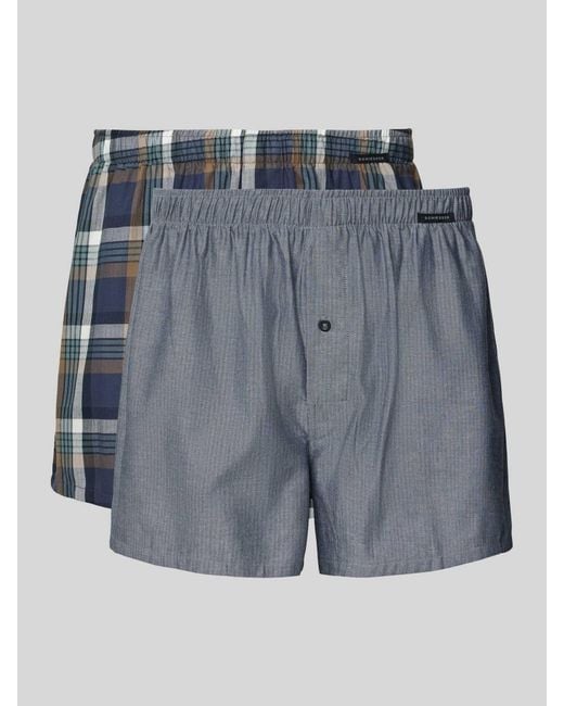 Schiesser Relaxed Fit Boxershort Met Logopatch in het Blue voor heren