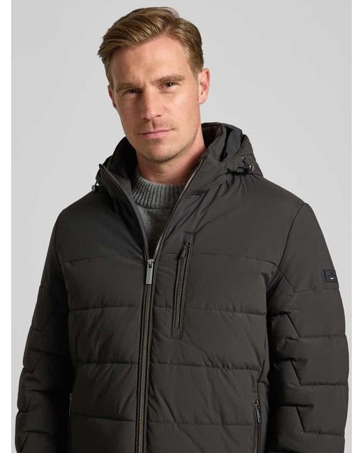 Bugatti Steppjacke mit Kapuze und Reißverschlusstaschen in Black für Herren