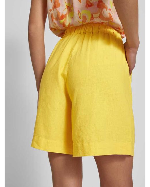 Soya Concept Yellow Flared Leinenshorts mit Eingrifftaschen Modell 'Ina'