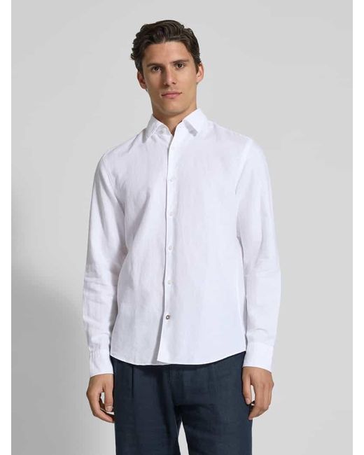 Boss Casual Fit Businesshemd aus Leinen-Baumwoll-Mix in White für Herren