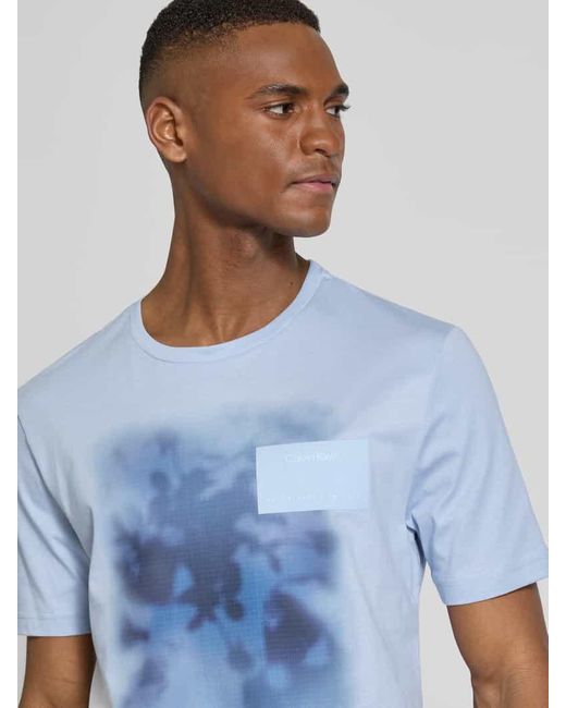 Calvin Klein Regular Fit T-Shirt aus reiner Baumwolle in Blue für Herren