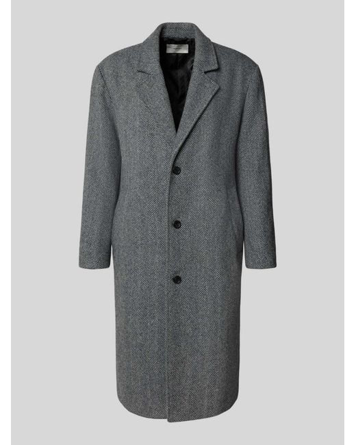 SELECTED Relaxed Fit Lange Wollen Jas Met Reverskraag, Model 'Milos' in het Gray voor heren