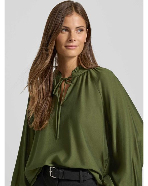 Ichi Regular Fit Blouse Met Druppelvormige Hals, Model 'Karlani' in het Green