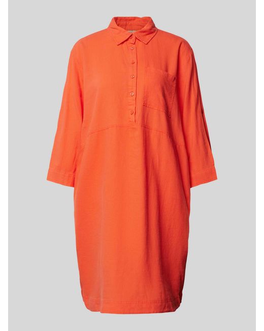 Freequent Orange Knielanges Hemdblusenkleid aus Viskose Modell 'Laluna'