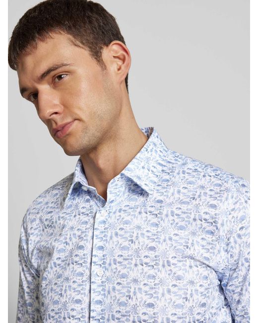 Joop! Slim Fit Zakelijk Overhemd Met Kentkraag in het Blue voor heren