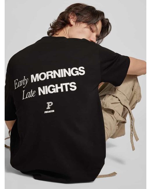 PEGADOR Oversized T-Shirt mit Label- und Statement-Print Modell 'BALDOCK' in Black für Herren