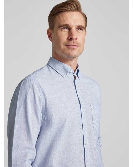 Christian Berg Men Freizeithemd mit Button-Down-Kragen und Streifenmuster in Blue für Herren