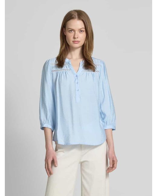 Freequent Blue Regular Fit Bluse mit 3/4-Arm Modell 'Driva'