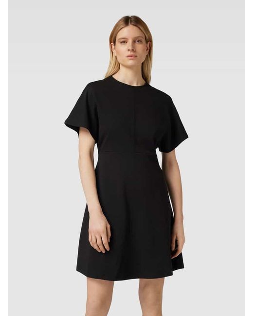 Tommy Hilfiger Black Knielanges Kleid in unifarbenem Design