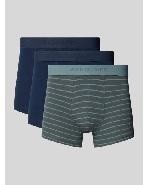 Schiesser Boxershort Met Elastische Logoband in het Blue voor heren