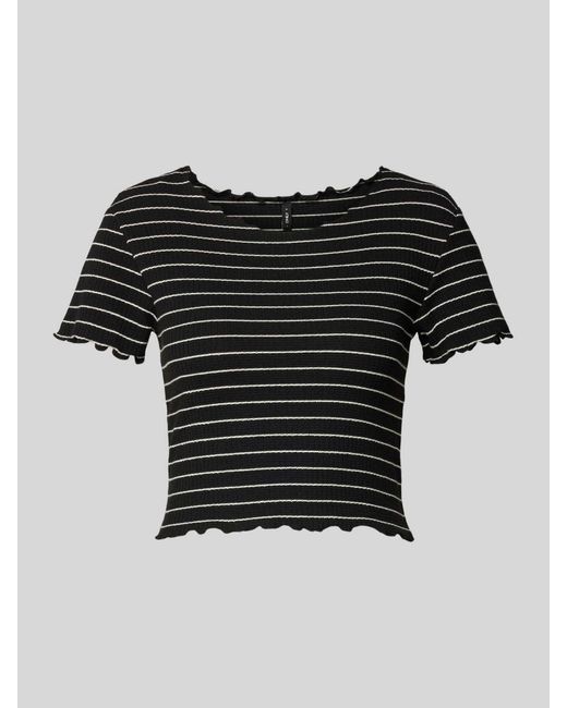 ONLY Kort T-shirt Met Streepmotief in het Black