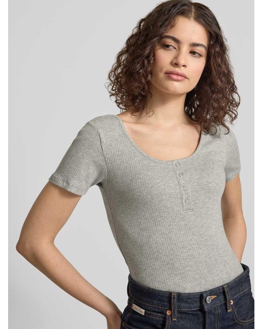 Pieces Slim Fit T-Shirt Van Katoenmix Model 'Kitte' in het Gray