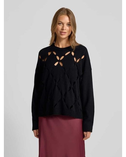 Liu Jo Black Oversized Wollpullover aus reiner Lanawolle