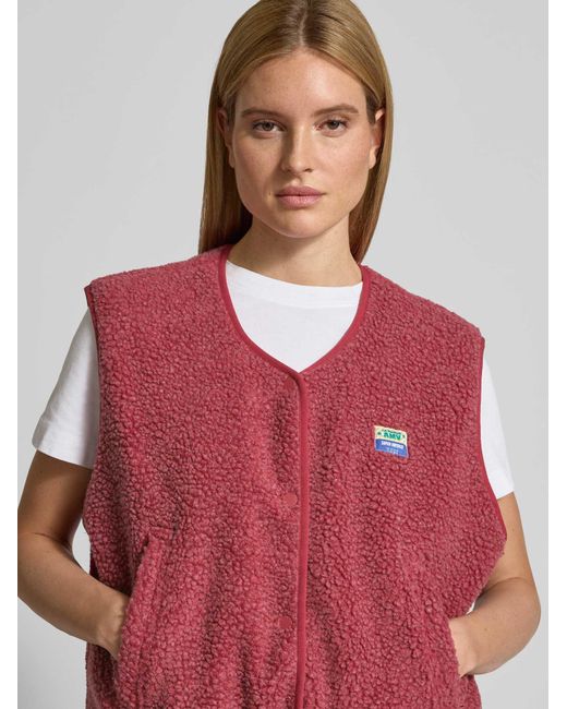 American Vintage Bodywarmer Met Ronde Hals Model 'Hoktown' in het Red