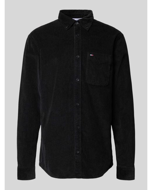 Tommy Hilfiger Regular Fit Corduroy Overhemd Van Puur Katoen in het Black voor heren