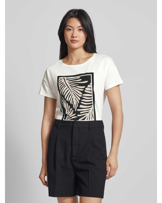 Comma, White T-Shirt mit Motiv-Print