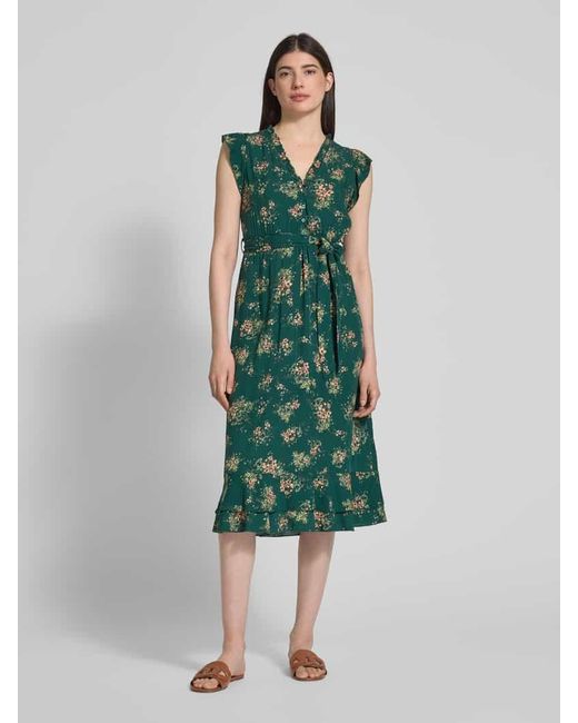 Apricot Green Midikleid aus Viskose mit Bindegürtel