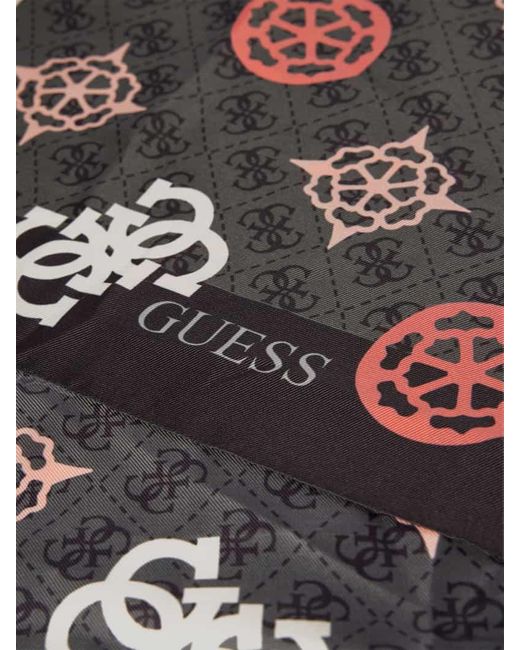 Guess Black Schal mit Allover-Label-Print Modell 'VIKKY'