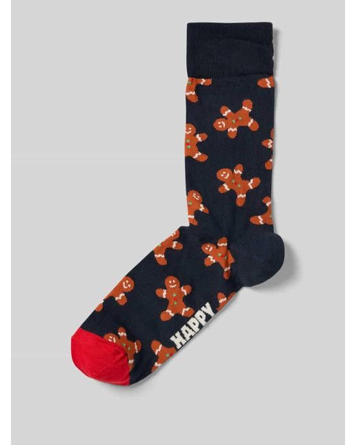 Happy Socks Socken im Allover-Look Modell 'Gingerbread Man' in Multicolor für Herren