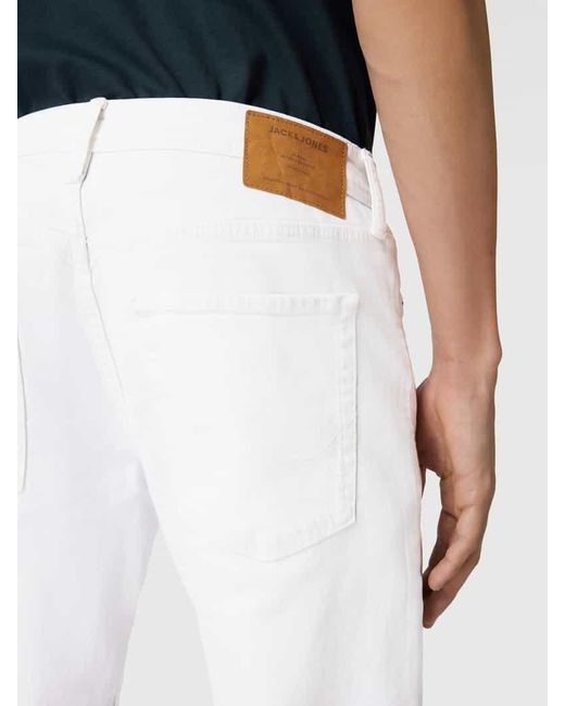 Jack & Jones Slim Fit Jeans im 5-Pocket-Design Modell 'GLENN' in White für Herren