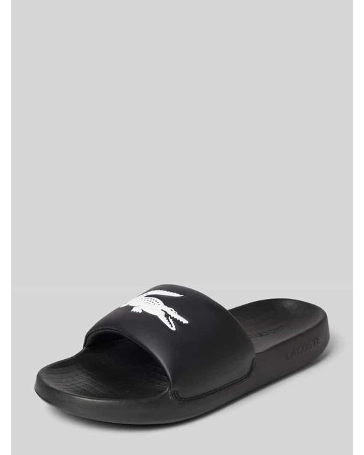 Lacoste Slides mit Label-Detail Modell 'CROCO' in Black für Herren