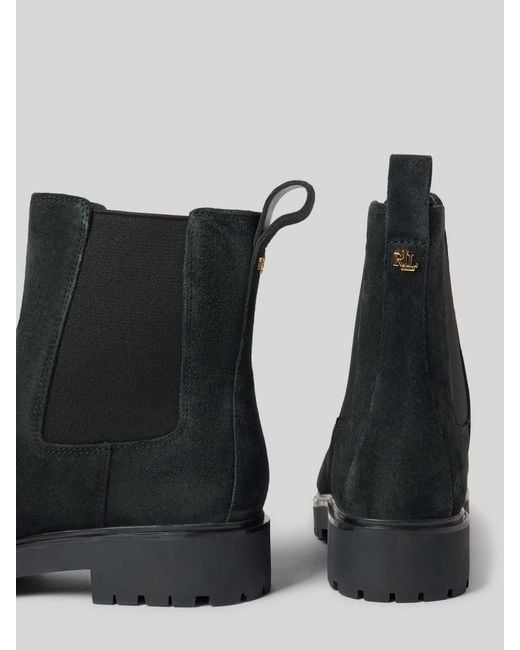 Ralph Lauren Laarsjes Van Leer Met Elastische Inzetten, Model 'Allyson' in het Black