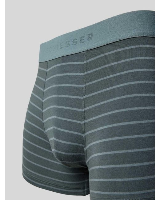 Schiesser Boxershort Met Elastische Logoband in het Blue voor heren