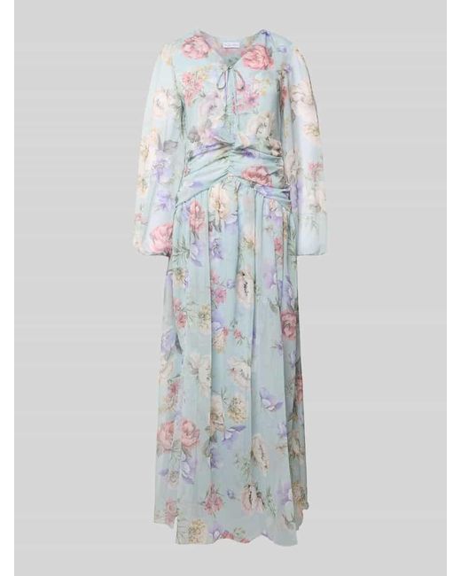 ADLYSH White Abendkleid mit V-Ausschnitt und Raffungen
