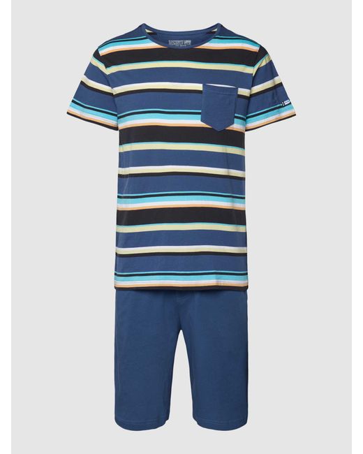 Jockey Pyjama mit Streifenmuster Modell 'NAUTICAL STRIPE' in Blue für Herren