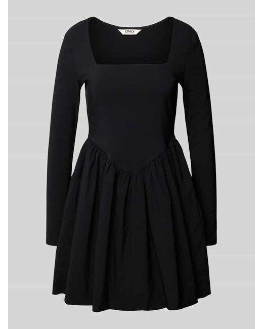 ONLY Black A-Linie Langarmkleid aus Viskose-Mix Modell 'MENIA'