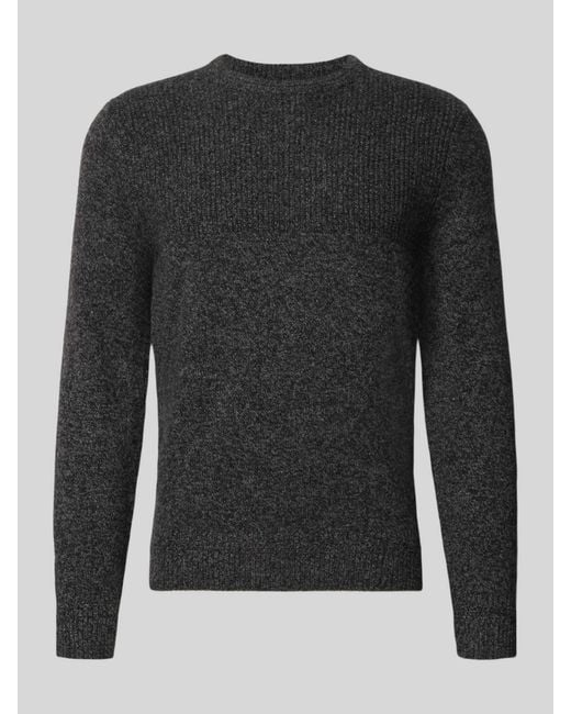 Brax Gebreide Pullover Met Ribboorden, Model 'Rick' in het Black voor heren