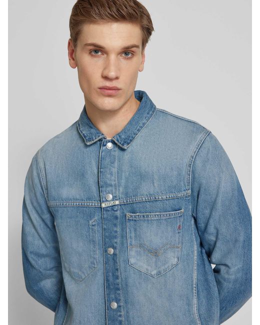 Replay Regular Fit Jeansoverhemdjack Met Borstzak in het Blue voor heren