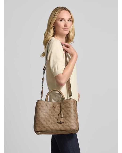Guess Brown Handtasche mit Tragehenkel Modell 'MERIDIAN GIRLFRIEND SATCH'