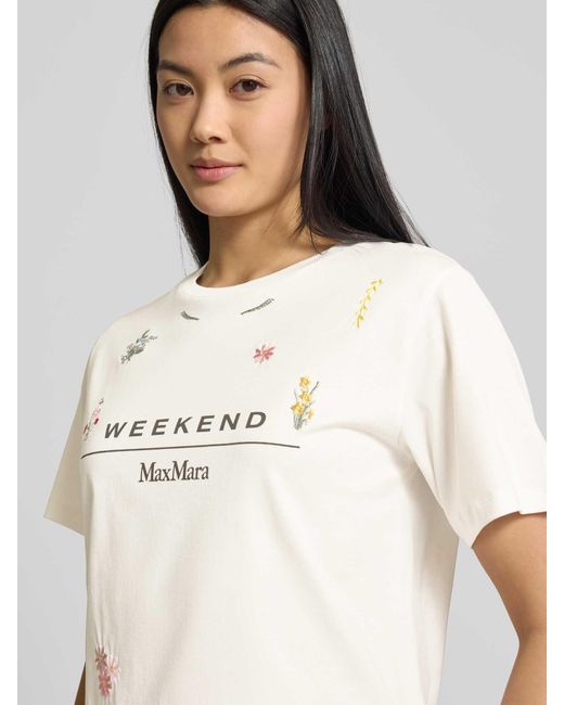Weekend by Maxmara T-shirt Met Labelstitching in het Natural