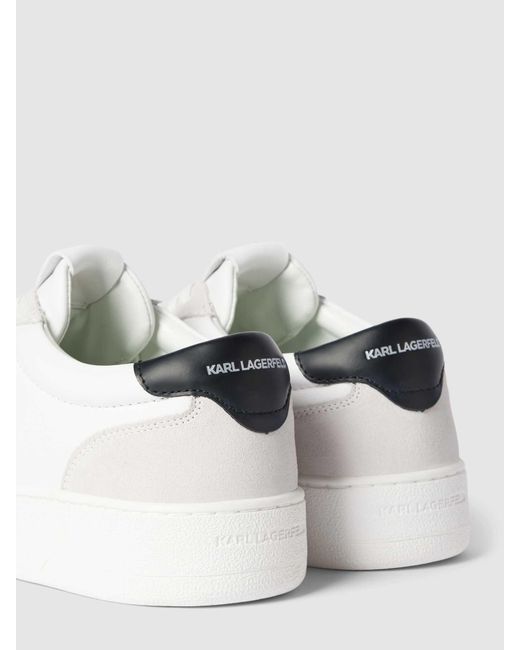 Karl Lagerfeld Sneaker Van Leer Met Contrastgarnering in het White voor heren