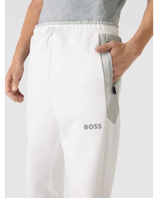 Boss Sweatpants mit elastischem Bund Modell 'Hadiko' in White für Herren
