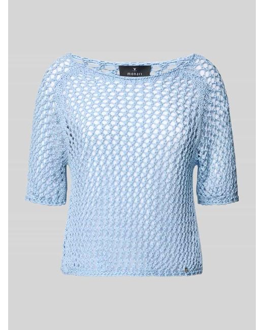 Monari Blue Strickshirt mit Lochmuster