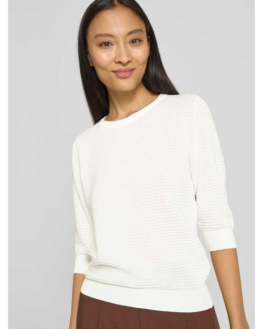 Lanius Gebreide Pullover Met 3/4-mouwen in het White